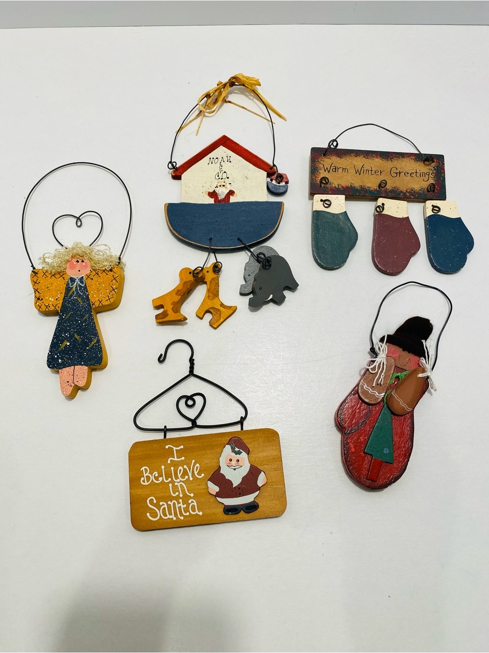 5 Handmade Holiday Ornament Set VINTAGE